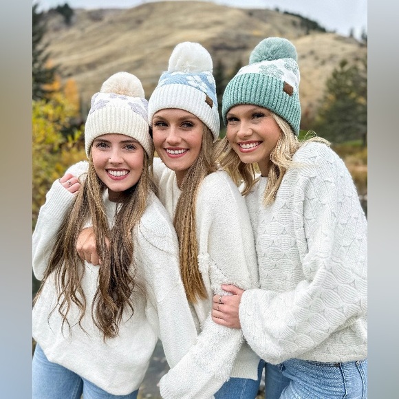 #211. Daisy Patterned Faux Fur Beanie - Picture 5 of 5